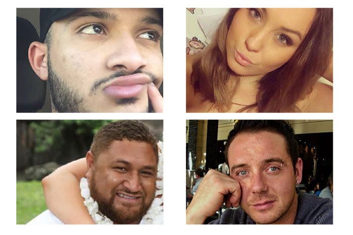 Thunderstorm asthma victims: Omar Moujalled, 18, Hope Carnevali, 20, Clarence Leo and Apollo Papadopoulos.
