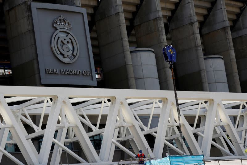 FILE PHOTO: Construction work at Real Madrid's Santiago Bernabeu stadium.