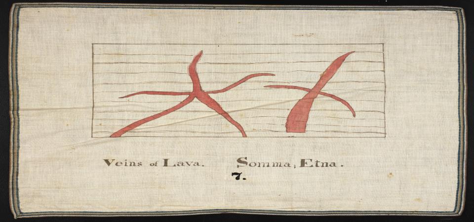 Orra White Hitchcock's classroom chart&nbsp;titled "Veins of Lava" (1830&ndash;1840). (Photo: Amherst College Archives Special Collections)