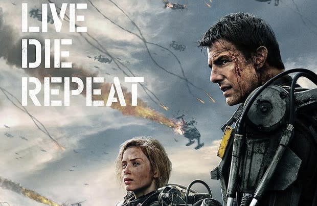 <p>Warner Bros.</p><p>Live, die, repeat. That’s what happens throughout this movie to Lt. Col. Bill Cage (Tom Cruise), a military officer who defies orders and is thrust into battle against alien “Mimics” that are taking over all of Europe. Humanity thinks it has the aliens defeated after a major battle win, but once they try and invade, the Mimics predict their every move, defeating them. In the process, Cage is covered in alien blood and gains the ability to “loop,” or relive the day once he is killed. Using the knowledge he gains from going through hundreds of loops, Cage teams up with the absolutely badass Sergeant Rita Vrataski (Emily Blunt) to find a way to end the alien war.</p>