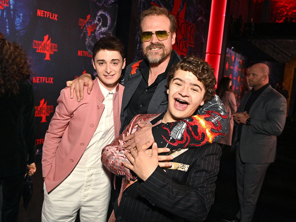 Noah Schnapp, David Harbour and Gaten Matarazzo - Credit: Bryan Bedder/Getty Images