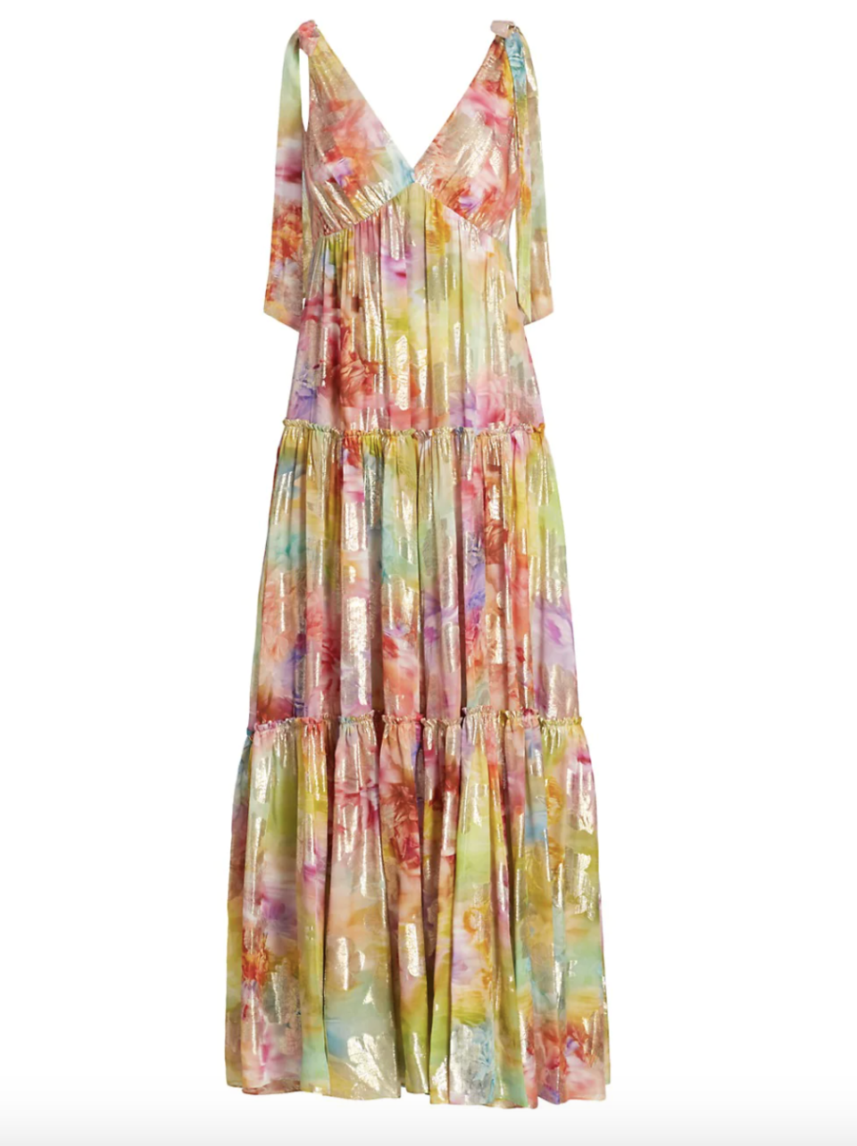 3) Tie-Strap Jacquard Maxi Dress