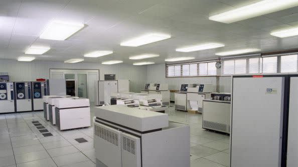 mainframe computer at the vat office, southend on sea, essex, 1970s