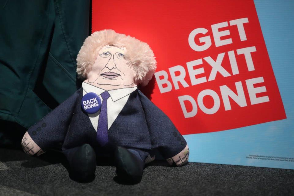 A Boris Johnson doll for sale at the Conservative Party Conference in Manchester on 29 September (PA)
