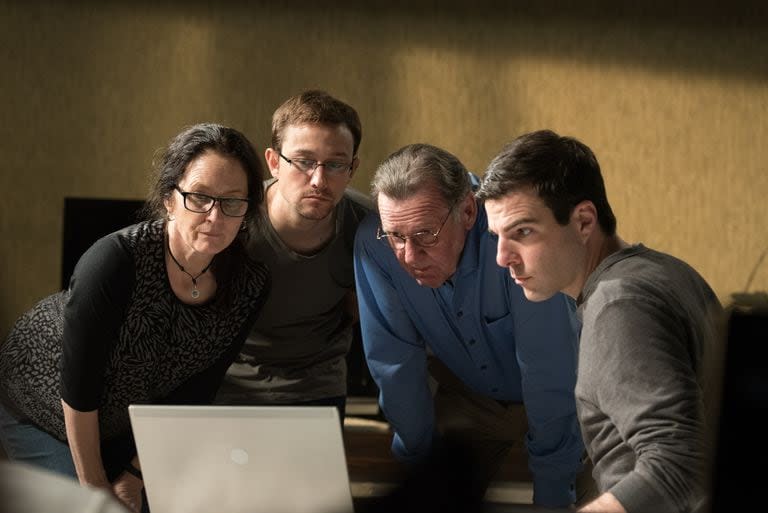 Junto a Melissa Leo, Joseph Gordon-Levitt y Zachary Quinto, en Snowden