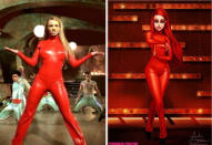 En este caso es Ariel de ‘La Sirenita’ a la que el artista estadounidense le ha enfundado el ajustadísimo diseño rojo que la cantante llevó en el vídeo de ‘Oops… I did it again’. (Foto de Youtube/BritneySpearsVEVO/Instagram/@isaiahks_art).