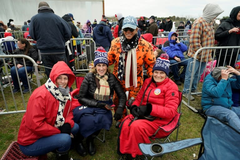 Partisans of ex-president Donald Trump gather at a rally in Schnecksville, Pennsylvania, on April 13, 2024 (TIMOTHY A. CLARY)