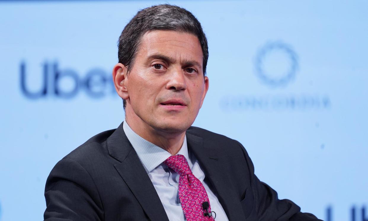 <span>David Miliband said the UK’s downward path would get worse if Donald Trump was re-elected.</span><span>Photograph: Leigh Vogel/Getty</span>