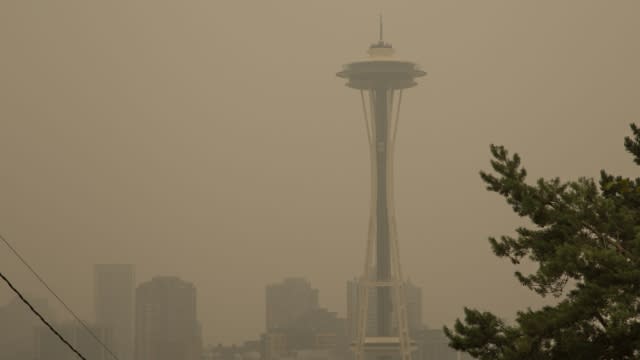 Unhealthy smoke levels in Seattle from wildfires in Washington and Oregon.