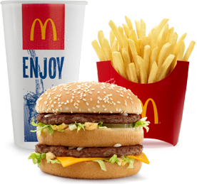 <div class="caption-credit">Photo by: mcdonalds.com</div><div class="caption-title"><b>McDonalds Big Mac Meal</b></div>The <a href="http://www.mcdonalds.com/us/en/food/product_nutrition.sandwiches.255.Big-Mac.html" rel="nofollow noopener" target="_blank" data-ylk="slk:Big Mac" class="link ">Big Mac</a> alone is 550 calories—the "sweat equivalent" of running 5 miles, or about 25 laps around a standard football field. Order the whole extra value meal? That will cost you 63 laps. <br>