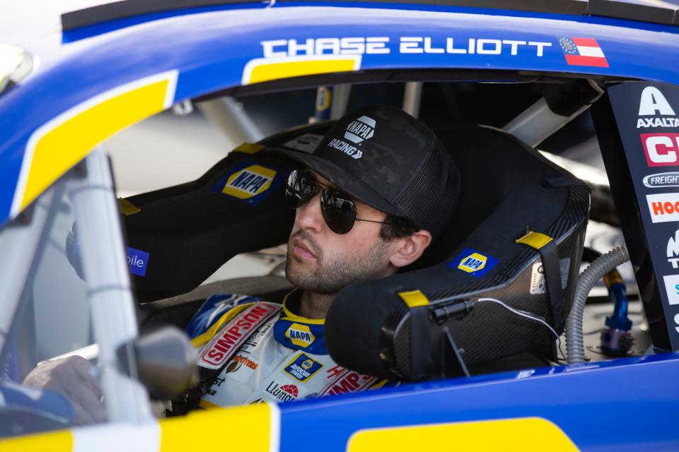 Chase Elliott is out indefinitely while he recovers from a fractured tibia in his left leg.