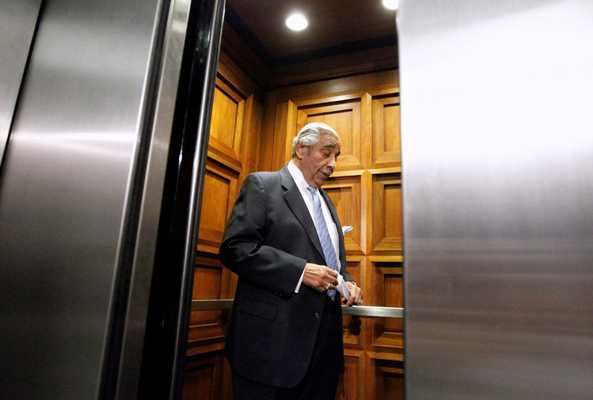 Charlie Rangel enters a Capitol Hill elevator