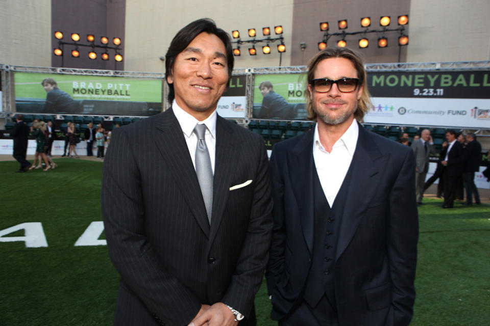 Moneyball Oakland premiere 2011 Hideki Matsui Brad Pitt