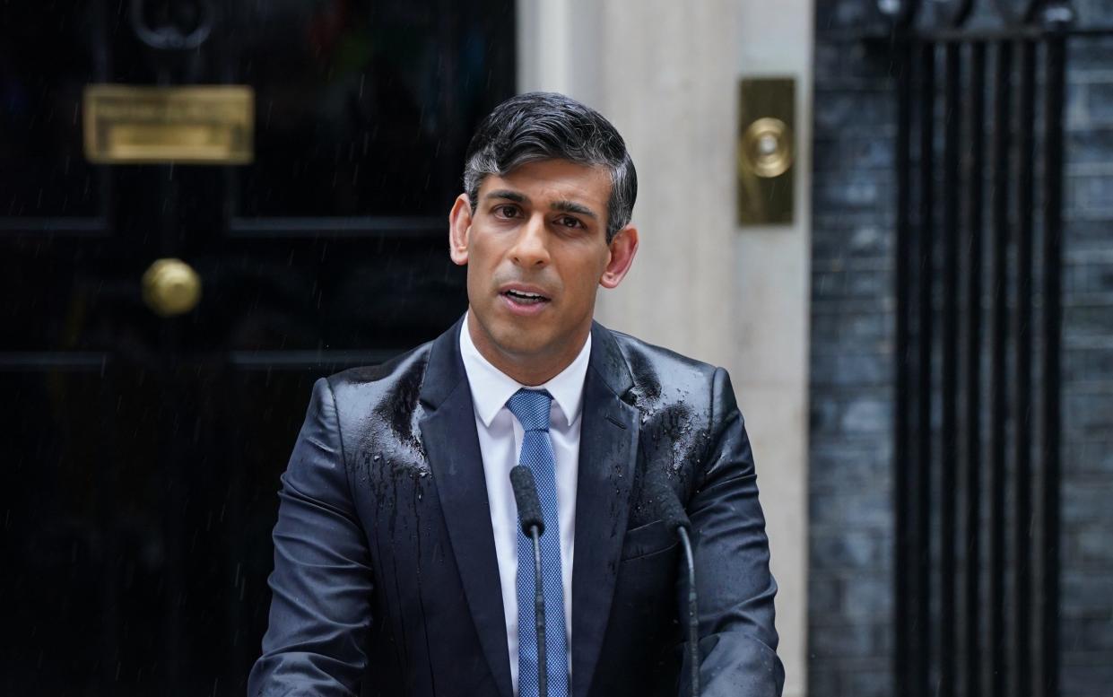 Rishi Sunak issues a statement outside 10 Downing Street, London