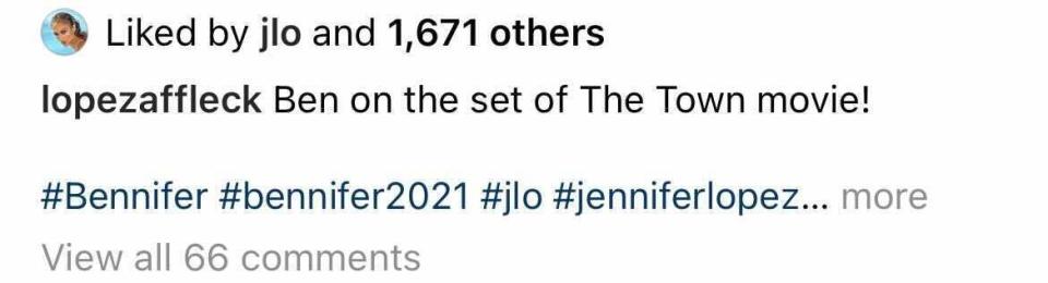 Jennifer Lopez, Ben Affleck, Instagram