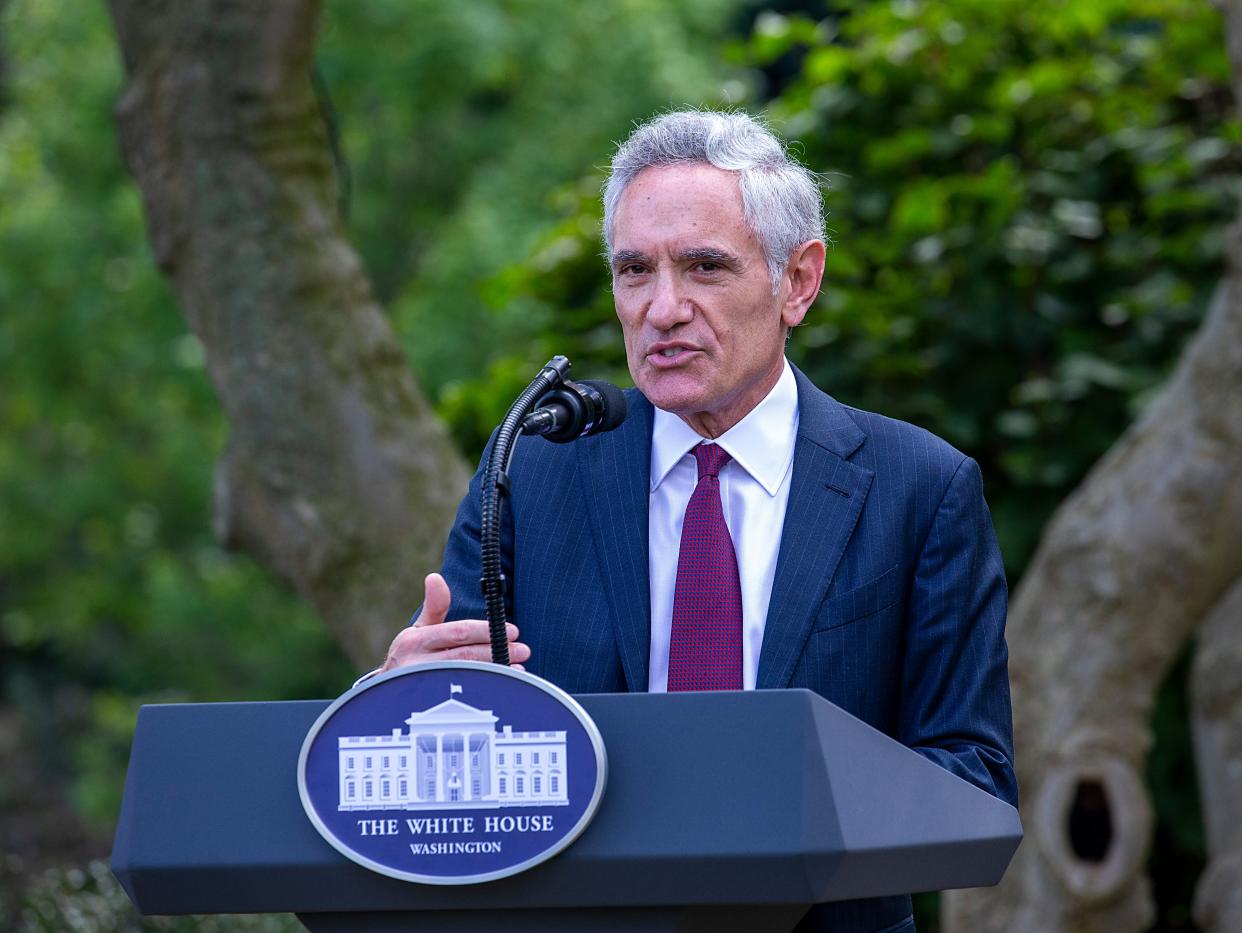 Dr Scott Atlas, advisor to President Donald Trump delivers an update on the nations coronavirus testing strategy in the Rose Garden of the White House on 28 September 2020 in Washington, DC (Getty Images)