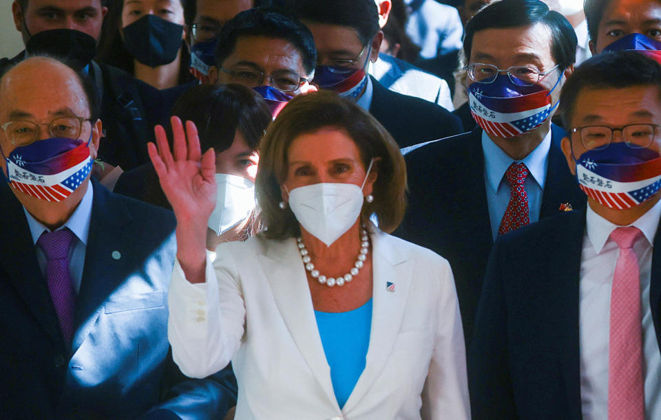 U.S. House of Representatives Speaker Nancy Pelosi visits the parliament in Taipei, Taiwan August 3, 2022. / Credit: ANN WANG / REUTERS