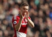 Britain Soccer Football - Middlesbrough v Manchester United - Premier League - The Riverside Stadium - 19/3/17 Middlesbrough's Ben Gibson applauds fans after the game Action Images via Reuters / Lee Smith Livepic