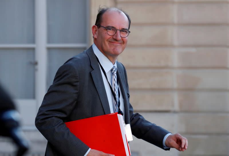 FILE PHOTO: French government "deconfinement" coordinator Jean Castex leaves the Elysee Palace in Paris