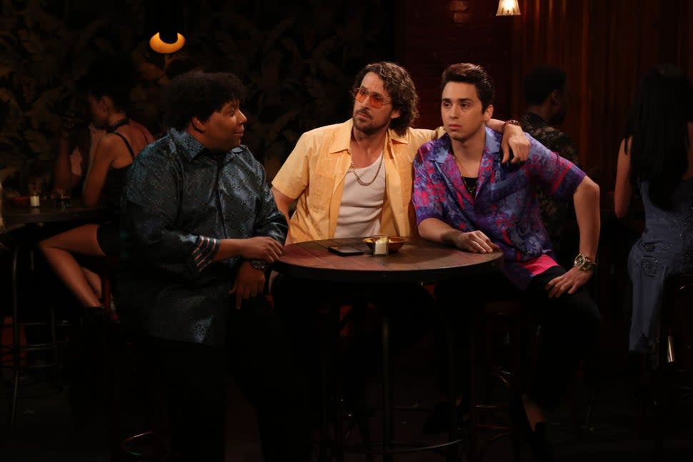 Kenan Thompson, host Ryan Gosling, and Marcello Hernández during the 