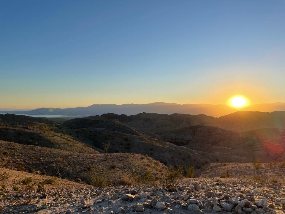 A view of the sunset from the Painted Canyon/Ladder Canyon Trail in Mecca.