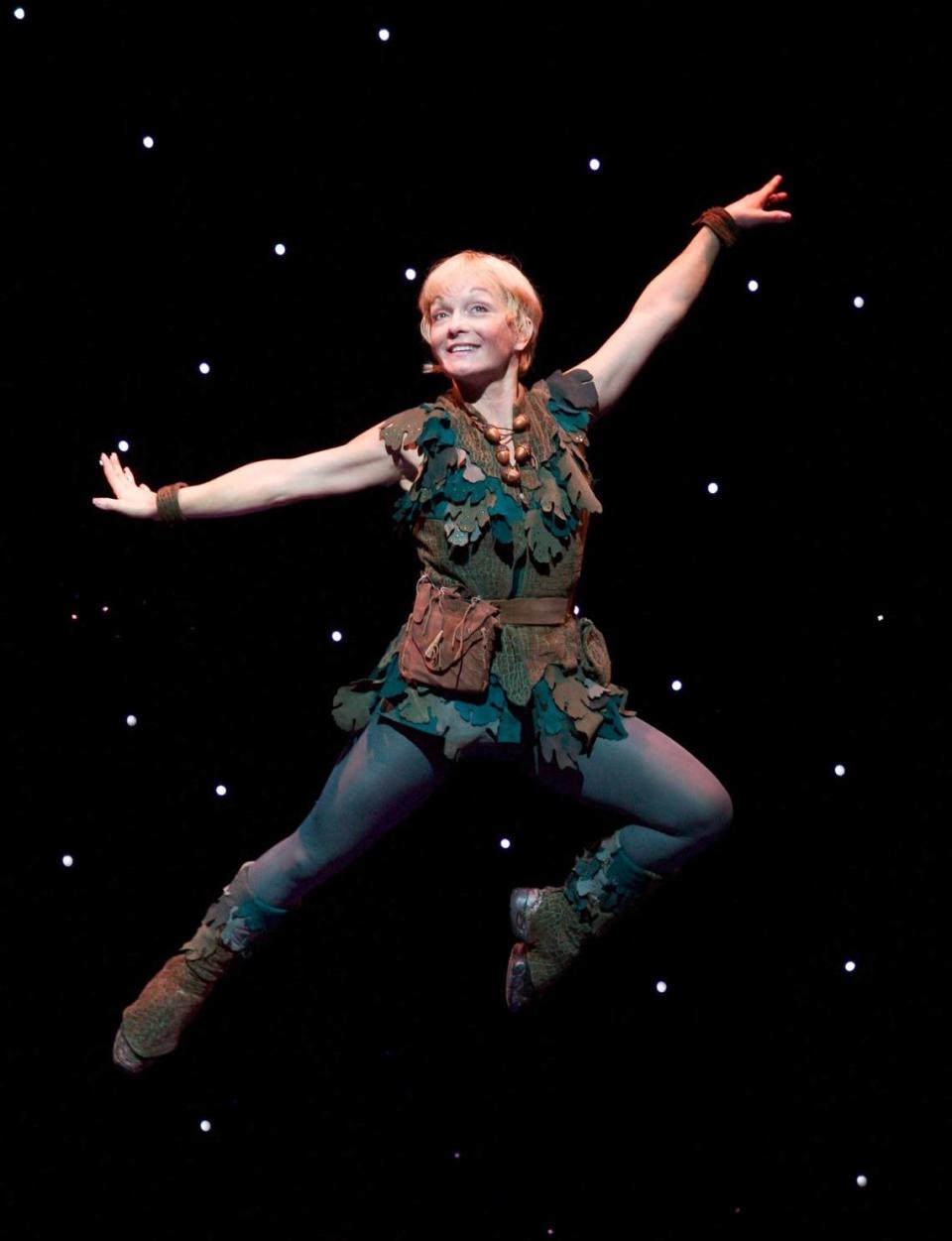 Cathy Rigby, the famed gymnast and actor, performs as Peter Pan. She will teach Acro Dance skills at the LCA Performing Arts Entertainment Industry Summer Camp on July 12-23. 