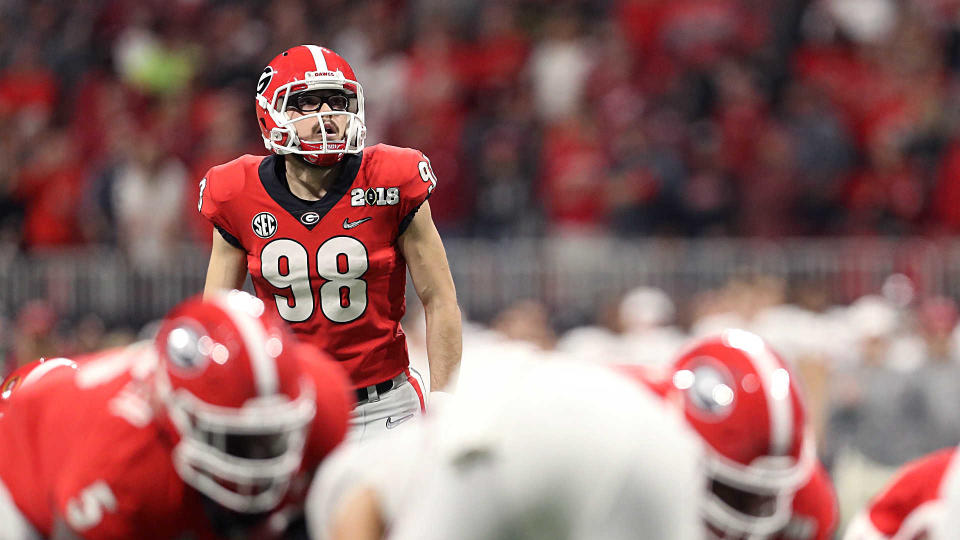 Georgia’s Rodrigo Blankenship made 20 of his 23 field-goal attempts and never missed an extra point last season. (AP)