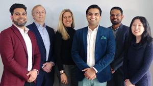 (left to right): Kapil Kalra (CCO), John Schultz (CSO), Alison Muller (CMO), Parth Khanna (CEO), Kumar Erramilli (CTO), Jenny Yeung (CFO)