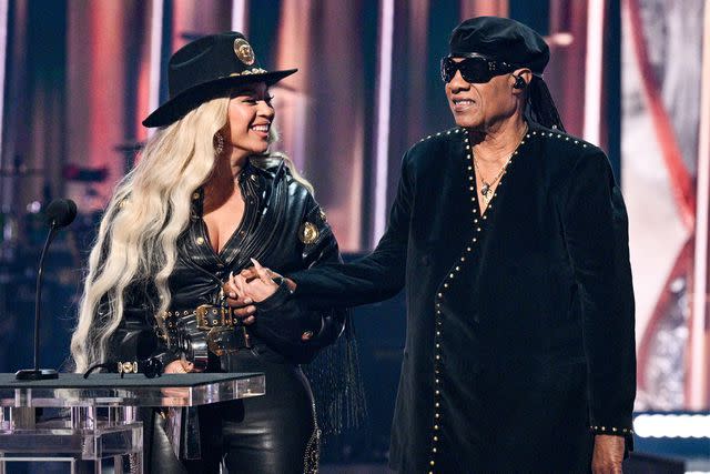 <p>Michael Buckner/Billboard via Getty</p> Beyoncé and Stevie Wonder