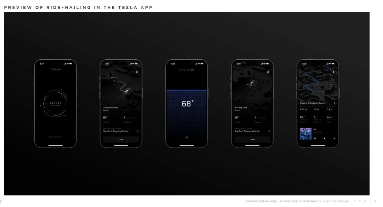 Tesla gives a preview of its new ride-hailing service.