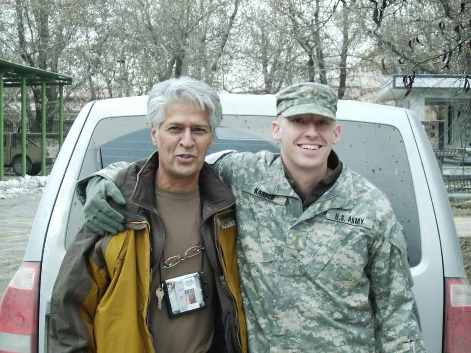 Jason Kander, right, with interpreter Salam Rauffi in Afghanistan in 2007.