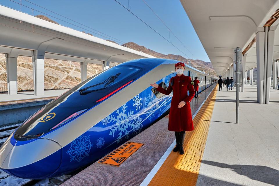 "Überlegenheit des chinesischen Systems": Schicke Technik, wie im Ski-alpin-Ort Zhangjiakou findet sich bei Olympia überall.  (Bild: Shi Jiamin/VCG via Getty Images)