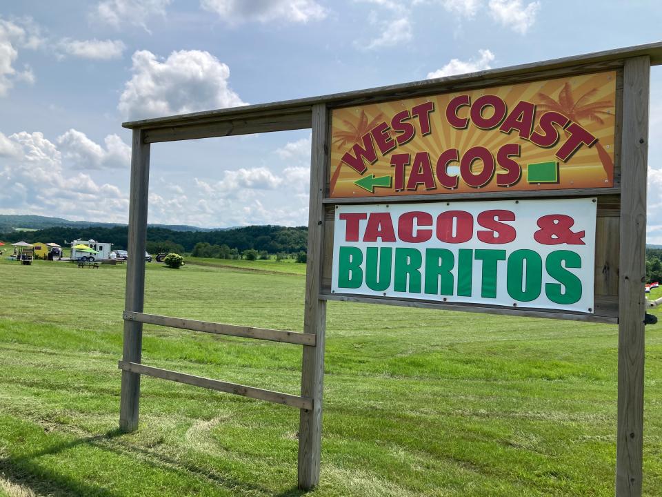 Janice Bird founded West Coast Tacos (shown July 15, 2023) in a hay field off Vermont 22A in 2012.