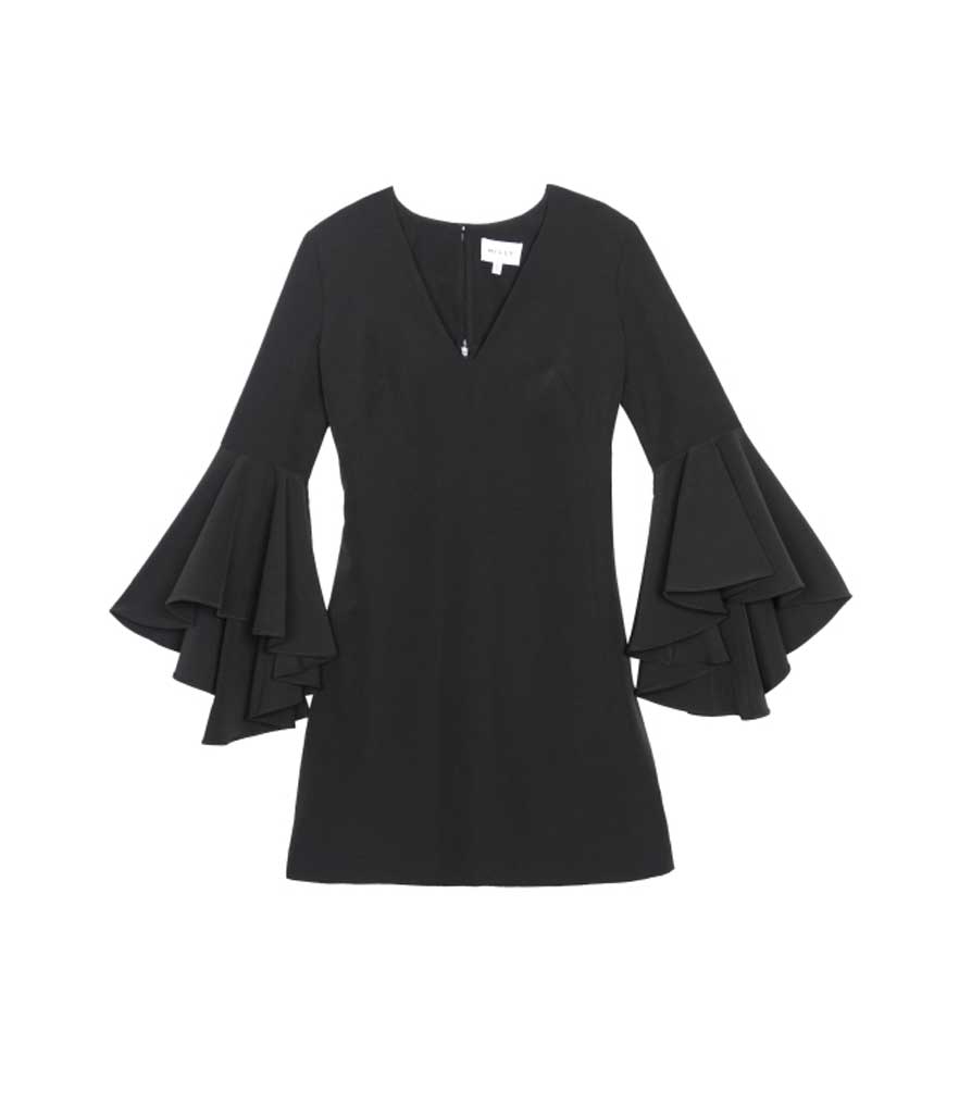 <p>Milly Women’s Italian Cady V-Neck Bell Sleeve Nicole Mini Dress, $380 + 30% off, <a rel="nofollow noopener" href="https://www.amazon.com/dp/B01KGGBVNC?th=1&psc=1" target="_blank" data-ylk="slk:amazon.com;elm:context_link;itc:0;sec:content-canvas" class="link ">amazon.com</a> </p>