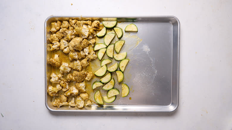 zucchini on a sheet tray