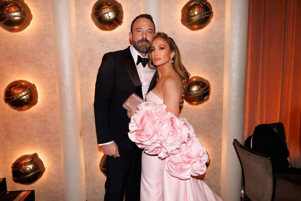 Ben Affleck and Jennifer Lopez at the 81st Golden Globe Awards held at the Beverly Hilton Hotel on January 7, 2024 in Beverly Hills, California. 