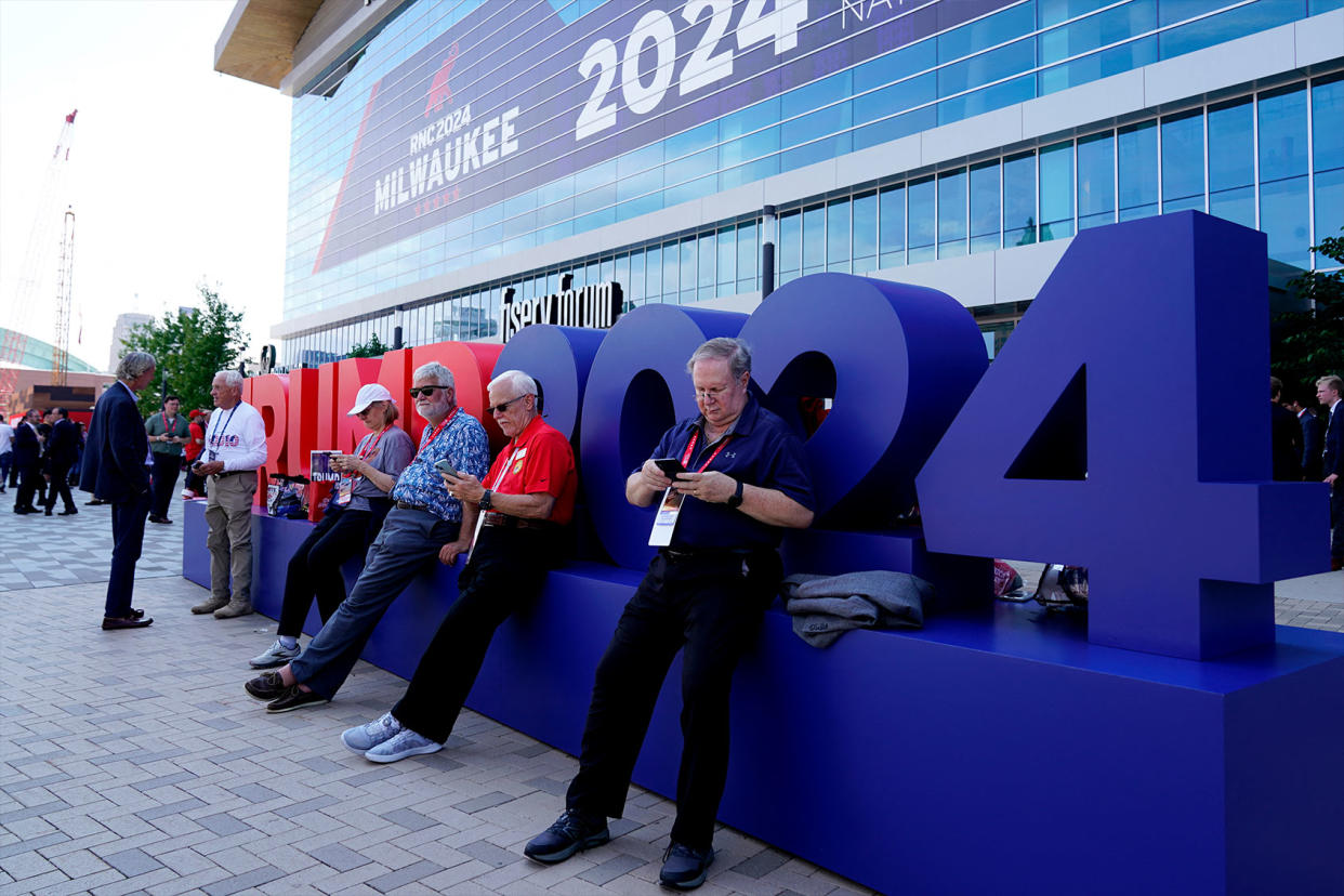 People outside RNC 2024 NICK OXFORD/AFP via Getty Images