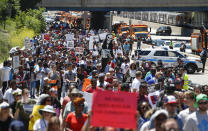 <p>Thousands of activists march onto Chicago Dan Ryan Expressway to protest violence in the city on July 7, 2018 in Chicago, Ill. (Photo: Kamil Krzaczynski/Getty Images) </p>