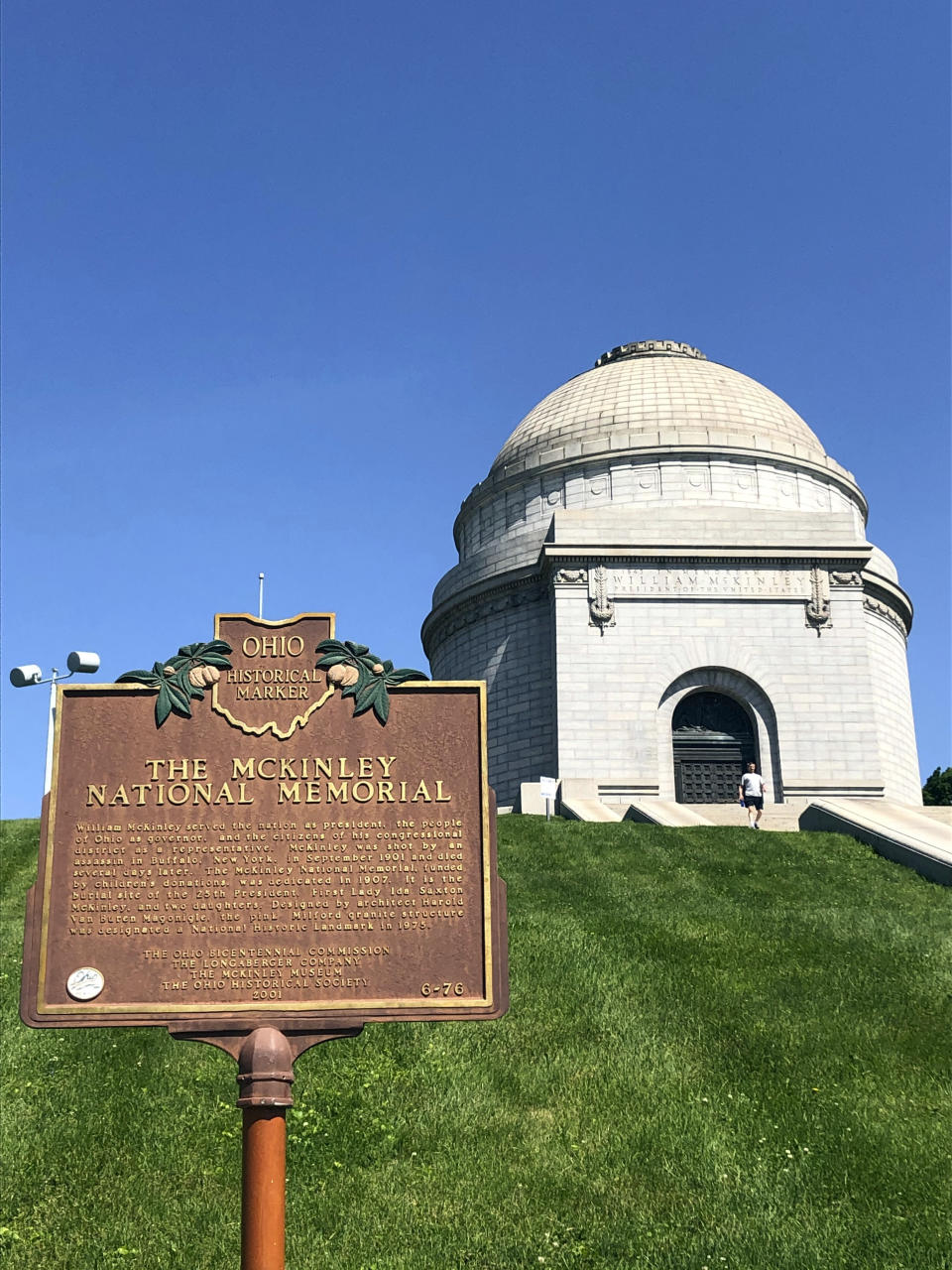 This June 3, 2020 photo shows The McKinley National Memorial in Canton, Ohio. Once upon a time, all U.S. presidential candidates were stuck at home. Infectious diseases, like the one preventing traditional campaigning so far this year by Donald Trump and Joe Biden, were only one reason. (AP Photo/Julie Smyth)