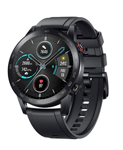 <p><a class="link " href="https://www.amazon.co.uk/HONOR-MagicWatch-Activity-Exercise-Microphone/dp/B082PCP6KT?tag=hearstuk-yahoo-21&ascsubtag=%5Bartid%7C1923.g.9762%5Bsrc%7Cyahoo-uk" rel="nofollow noopener" target="_blank" data-ylk="slk:SHOP;elm:context_link;itc:0;sec:content-canvas">SHOP</a></p><p><strong>Best for: </strong>Android users<br></p><p>Apple users haven’t got to think too hard about their choice of smartwatch. It’s not so simple for Android users: the smartwatch world is basically the Apple Watch, then everything else for non-iOS users. The latest entry into that busy market floor is the Honor Magic Watch 2. <br><br>This super-slim, pleasingly-designed sports watch features an excellent battery life, lasting two weeks on one charge, and a full menu of features including Bluetooth calls, music playback, sleep, stress and heart rate monitoring, alongside GPS tracking. Its water resistance (to 50m) and lack of bulk make it an excellent fitness monitor. All this, plus an ‘always on’ display, which levels the playing field with those smug Apple Watch Series 5 owners.<br><br>Honor Watch Magic 2; £132; <a href="https://www.amazon.co.uk/HONOR-MagicWatch-Activity-Exercise-Microphone/dp/B082PCP6KT" rel="nofollow noopener" target="_blank" data-ylk="slk:amazon.co.uk;elm:context_link;itc:0;sec:content-canvas" class="link ">amazon.co.uk</a><br><br></p>