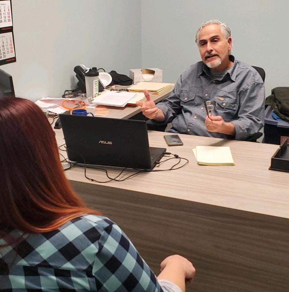 Life coach David Guyor helps employees at MI Windows and Doors in Temperance achieve their personal goals. The 45-minute sessions are one-on-one and all meetings are confidential.
