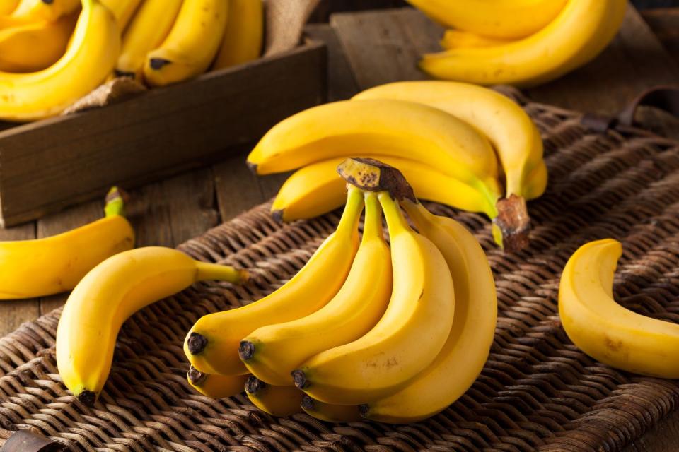 <p><a href="https://www.prevention.com/food-nutrition/healthy-eating/a23083058/banana-health-benefits/" rel="nofollow noopener" target="_blank" data-ylk="slk:Bananas;elm:context_link;itc:0;sec:content-canvas" class="link ">Bananas</a> are rich in <a href="https://www.prevention.com/food-nutrition/g20899721/potassium-deficiency-symptoms/" rel="nofollow noopener" target="_blank" data-ylk="slk:potassium;elm:context_link;itc:0;sec:content-canvas" class="link ">potassium</a>, with one average-sized banana packing about 420 milligrams. That's about nine percent of the recommended daily intake. Bananas are also rich in fiber and lend a natural sweetness to <a href="https://www.prevention.com/food-nutrition/healthy-eating/g25457855/high-protein-smoothies/" rel="nofollow noopener" target="_blank" data-ylk="slk:smoothies;elm:context_link;itc:0;sec:content-canvas" class="link ">smoothies</a>, baked goods, and frozen treats. Peel and freeze mushy bananas when they start to go bad.<strong><br></strong></p><p><strong>Try it: </strong>Enjoy these <a href="https://www.prevention.com/food-nutrition/g20507490/no-sugar-added-baked-goods-with-bananas/" rel="nofollow noopener" target="_blank" data-ylk="slk:desserts that use bananas instead of added sugar;elm:context_link;itc:0;sec:content-canvas" class="link ">desserts that use bananas instead of added sugar</a>—muffins and cookies included!</p>