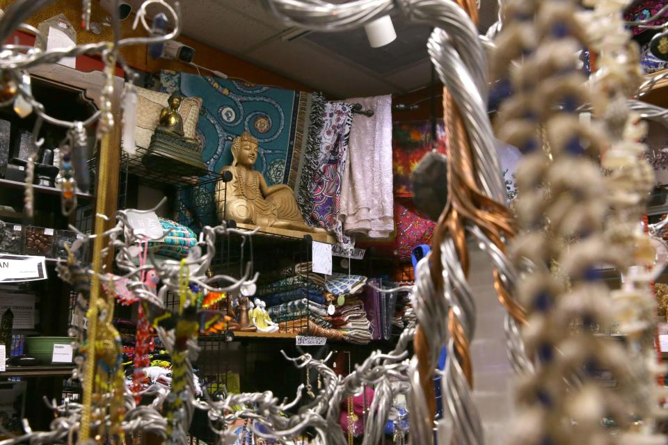 Items are displayed for purchase at Om Gifts for Body & Soul Friday, March 1, 2024 in Iowa City, Iowa.