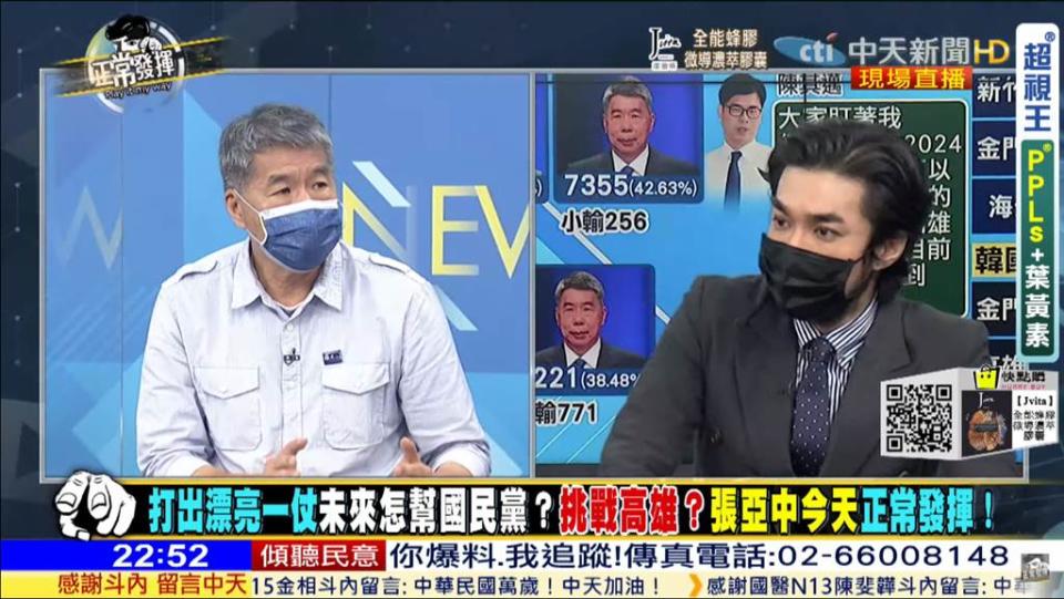 2022出戰高雄市長？張亞中上中天節目回應。(圖/翻攝自 中天新聞YT畫面)