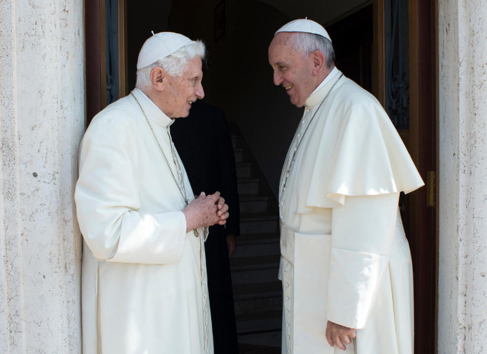 Pope Emeritus Benedict XVI and Pope Francis in 2015