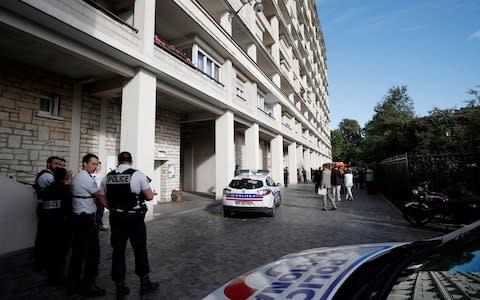 Armed police secure the scene where French soliders were hit and injured by a vehicle in the western Paris suburb of Levallois-Perret - Credit: REUTERS/Benoit Tessier