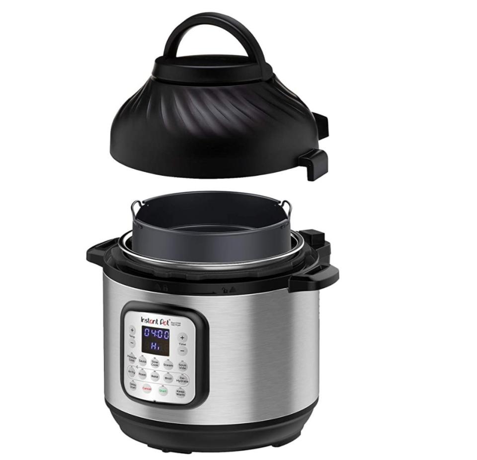 The <a href="https://amzn.to/36hrw5H" target="_blank" rel="noopener noreferrer">Instant Pot Duo Crisp Pressure Cooker 11-in-1 - 8 Qt with Air Fryer</a> is large enough to serve up to eight people and includes an air fryer lid. Normally $180, <a href="https://amzn.to/36hrw5H" target="_blank" rel="noopener noreferrer">get it on sale for $130 on Amazon</a> right now.