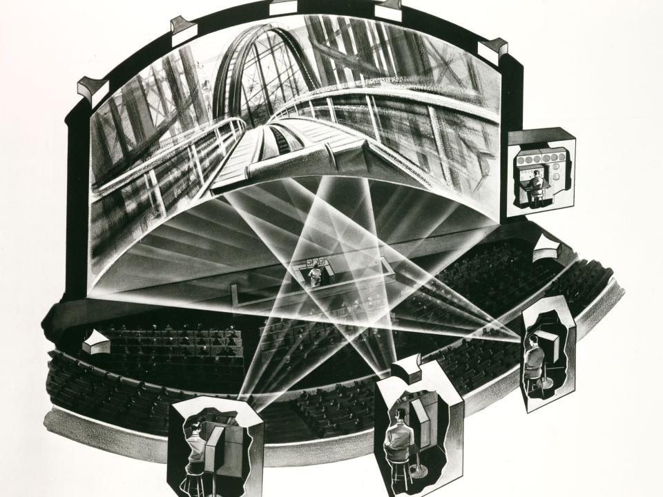 1952 Diagram showing how Cinerama works.