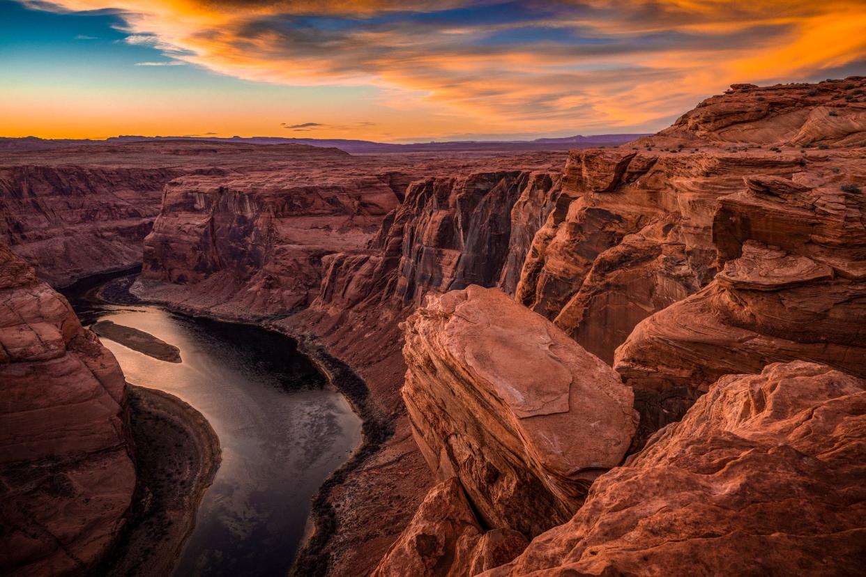 Scenic view of Horseshoe Bend at Sunset, Grand Canyon National Park, Arizona