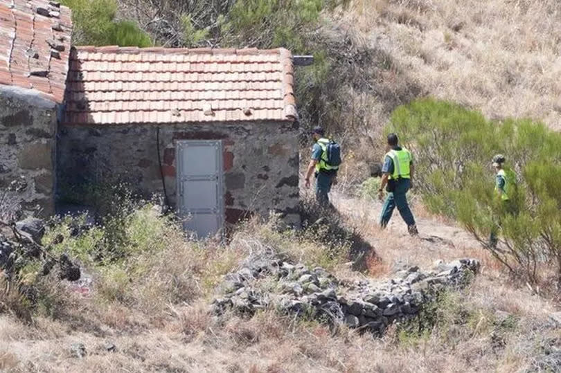 Members of a search and rescue team search